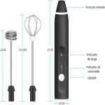 Misturador De Bebidas Elétrico Portátil Em Aço Inox - Haste de 20cm Para Café Cappuccino Coquetéis E Milk-Shake