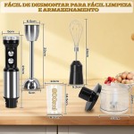 Mixer 5 em 1, Mixr 5 em 1 1000W, Míxer Inox 220V, Mix 5 em 1, Mixer Portatil, Copo Medidor de 800ml, Mix Processador - Imagem 2