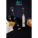 Mixer Elétrico Portátil 3 Velocidades Sem Fio – Fuê Inox USB Recarregável para Café, Cappuccino, Ovos e Bebidas – Mini Batedor de Espuma - Imagem 2