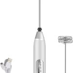 Mixer Elétrico Portátil USB Recarregável – Espumador de Leite, Shakes, Cappuccinos e Bebidas Cremosas – 3 Velocidades, Aço Inoxidável, Leve e Fácil de Limpar.