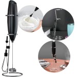 Mixer Elétrico de Leite Portátil Com Suporte Metálico Silencioso Mini Mixer Bebidas de Aço Inox Misturador - Imagem 2