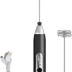 Mixer Misturador Elétrico Portátil Recarregável com 3 Velocidades para Bebidas Ovos Leite Mini Batedor com Fuê