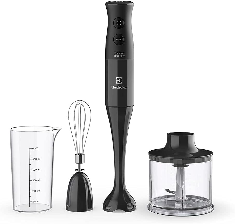 Mixer-Misturador-Multiuso-Electrolux-3-em-1-400W-2-velocidades.jpg Mixer Misturador Multiuso Electrolux 3 em 1 400W 2 velocidades 3 acessórios mini processador capacidade resistente temperatura 600ml livre BPA EIB10 preto 127v