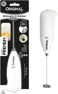 Mixer Original Misturador Elétrico Portátil com Haste Inox – Ideal para Whey, Shakes, Cappuccino e Café Cremoso – Leve, Potente e Pronto para Usar em Qualquer Lugar