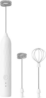 Mixer Portátil Elétrico 2 em 1 Recarregável USB com 3 Velocidades, 2 Batedores, Sem Fio, Para Café, Leite, Ovos e Bebidas – Linha Premium