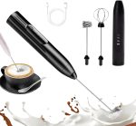 Mixer Portátil Recarregável USB Inox Misturador Bebidas Shaker Batedor Ovos Fuê Café Whey Leite Cappuccino Leve Potente Prático Premium Sem Fio 3 Velocidade