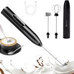 Mixer Portátil Recarregável USB Inox Misturador Bebidas Shaker Batedor Ovos Fuê Café Whey Leite Cappuccino Leve Potente Prático Premium Sem Fio 3 Velocidade