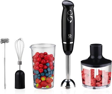 Mixer de Mão 600W 3 em 1, Liquidificador Portátil com Batedor e Processador de Alimentos, Aço Inox 304, 2 Velocidades + 20 Níveis, Copo 600 ml e Tigela 860 ml, 127 V, Fácil de Limpar
