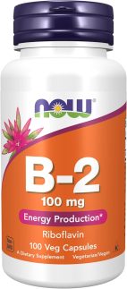 NOW Foods - Riboflavina Vitamina B2 100 mg - 100 Cápsulas vegetarianas