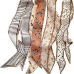 Pacote com 4 cachecóis femininos, faixa versátil boho chique para cabelo, bolsa e acessórios