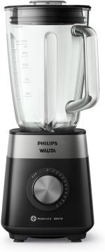 Philips Walita Preto Liquidificador Série 5000, Jarra Vidro, Copo de 2 L, Copo de 2 L, Lâminas removíveis, 1200W, 220V (RI2242/92)