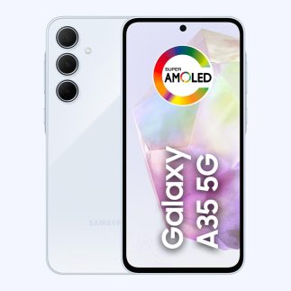 Samsung Galaxy A35 5G, Câmera Tripla Traseira de até 50MP, Selfie de 13MP, Nightography, Apagador de objetos, Design em vidro e IP67, Tela Super AMOLED de 6.6" 120Hz Vision Booster, 128GB - Azul Claro