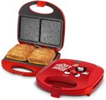 Sanduicheira Elétrica Mallory Mickey Mouse Funny Plates – Placas com Design, Superfície Antiaderente, Luzes LED, Alça com Toque Frio e Trava de Segurança - 220V