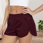 Short feminino de treino elástico de secagem rápida para academia, ioga, cintura média, bolsos ocultos, leve