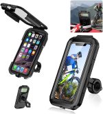 Suporte Celular Moto á Prova d'Água, Suporte Celular Bike á Prova d'Água, Com Base de Guidão e Tela Sensível Ao Toque, Preto