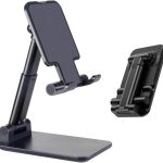 Suporte de Mesa Base Apoio para Celular Metal Universal Ajustável Articulado Retrátil Tablet Smartphone (Preto)