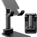Suporte de Mesa Universal para Celular e Tablet – Dobrável, Ajustável, Antiderrapante e Portátil Premium