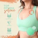 Top Academia Fitness Sem Bojo Alta Sustentação Sem Costura Nadador Canelado Poliamida Elastano Selene - Imagem 2