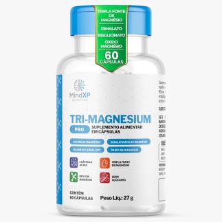 Tri-Magnesium Pro 60 Cápsulas | 3 Fontes de Magnésio Dimalato, Bisglicinato e Óxido de Magnésio | Multivitamínico | Sem Sabor