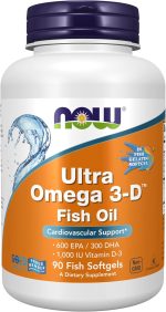 Ultra Omega 3-D Vitamin D-3 1000 IU (90 Softgels) - Now Foods