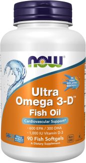 Ultra Omega 3-D Vitamin D-3 1000 IU (90 Softgels) - Now Foods