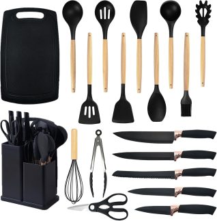 Utensílios de Cozinha, 19 Peças - Kit de Silicone Incluído