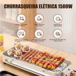 Versátil Churrasqueira Elétrica Portátil 220V Ferro Inox 1500W - Imagem 2