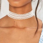 Wide Lace Choker Necklace Hollow Lace Collar Necklace Elastic Wide Clavicle Necklace Chain Fashion Jewelry for Women and Girls - Imagem 2
