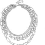 YERTTER Dainty Unique Punk Layering Chain Choker Necklace Boho Jewelry Set Layered Statement Chunky Chain Necklace for Women Manoho Charms Necklaces Jewelry