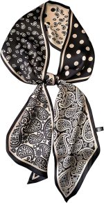 kcctoo Lenço longo de seda de 150 cm feminino moda quadrada lenço de cetim para saco lenços de cabelo presente 150 x 15 cm