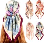upeilxd Feminino Peças De Lenços Seda, Lenço Cetim Para Cabelo, 35" Grande, Quadrado, Bandana, Pescoço, Xale, Cabeça Dormir (Bege/Vermelho/Roxo/Cinza)