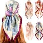 upeilxd Feminino Peças De Lenços Seda, Lenço Cetim Para Cabelo, 35" Grande, Quadrado, Bandana, Pescoço, Xale, Cabeça Dormir (Bege/Vermelho/Roxo/Cinza)