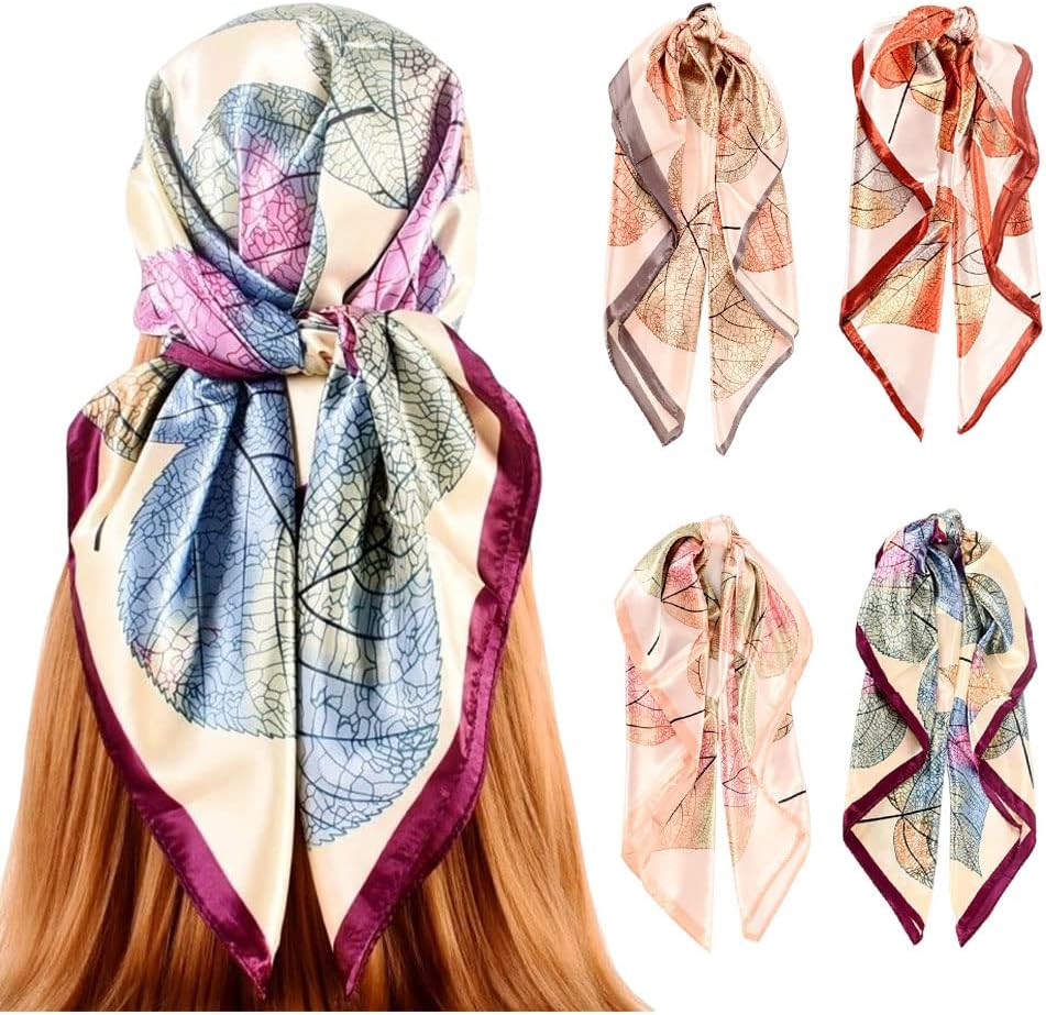 upeilxd-Feminino-Pecas-De-Lencos-Seda-Lenco-Cetim-Para-Cabelo.jpg upeilxd Feminino Peças De Lenços Seda, Lenço Cetim Para Cabelo, 35" Grande, Quadrado, Bandana, Pescoço, Xale, Cabeça Dormir (Bege/Vermelho/Roxo/Cinza)