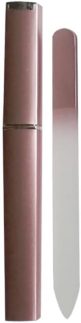 1 lixa de unha de vidro de cristal com capa para unhas lima de vidro tcheco profissional dupla face gravada suave cuidados com as unhas para mulheres ou adultos, presentes exclusivos, rosa dourado