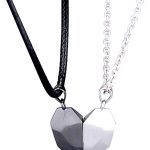 1 par de colares de amor coração elegantes com corrente magnética no pescoço