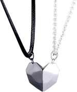 1 par de colares de amor coração elegantes com corrente magnética no pescoço