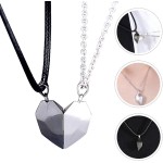 1 par de colares de amor coração elegantes com corrente magnética no pescoço - Imagem 2