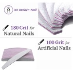 10 peças de lixa de unha, gramatura 100/180, bloco de lixa de unha meia lua para esmalte de gel, extensão de unhas, ferramenta de manicure em gel - Imagem 2