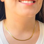 Gargantilha Colar Feminino Fita Laminada Dourado Em Aço Inox - Imagem 3