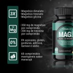 Magnesio Mag 3 Dimalato Treonato Glicina Magnesium 1000mg 100% Puro 60 Comprimidos Mastigaveis Sem Glúten Sabor Maracujá - Imagem 6