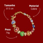 Gargantilha Feminina "Roda da Fortuna" com Pingente Sagrado Coração – Estilo Medieval, Luxo Atemporal e Fé – Material Cobre – Acompanha Bolsa de Veludo - Imagem 3