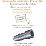 Carregador Veicular Premium Turbo 60W Combinado de Duas Saídas USB-C Acompanha Cabo Dual Tipo-C com Carregamento Rápido - Imagem 5