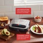 Elite Gourmet ESM2207XSS Sandwich Panini Maker queijo grelhado, tortilhas de atum derretimento à máquina, superfície de cozedura antiaderente, 2 fatias, 750 watts, aço inoxidável - Imagem 4