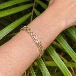 Pulseira Bracelete Esteira Malha Folheada Ouro 18k - Imagem 2