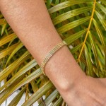 Pulseira Bracelete Esteira Malha Folheada Ouro 18k - Imagem 4