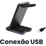 Estação de Carregamento Sem Fio 3 em 1 Celular Relógio e Fones de Ouvido Design de Mesa Portátil Leve e Resistente - Imagem 3