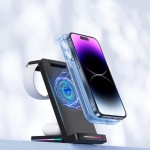 Estação de Carregamento Sem Fio 3 em 1 Celular Relógio e Fones de Ouvido Design de Mesa Portátil Leve e Resistente - Imagem 5