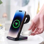 Estação de Carregamento Sem Fio 3 em 1 Celular Relógio e Fones de Ouvido Design de Mesa Portátil Leve e Resistente - Imagem 6