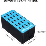 Carregador Inteligente USB com 20 Portas Adaptador de Energia de Compatibilidade Universal Estação de Carregamento para Família e Uso de Escritório POPQ - Imagem 8