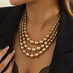 Colar feminino vintage com clavícula grossa, várias camadas, colar gargantilha (dourado), one size, Metal, Sem Pedra Preciosa - Imagem 4